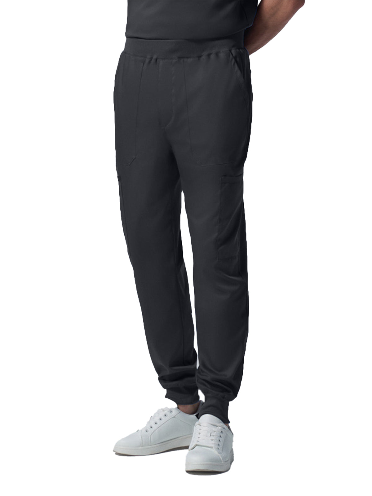 Men's 7-Pocket Mid-Rise Rib-Knit Elastic Waist Jogger Scrub Pant