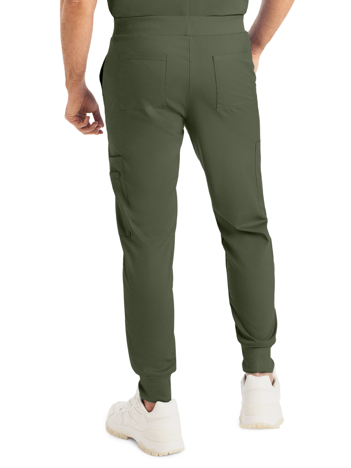 Men's 7-Pocket Mid-Rise Rib-Knit Elastic Waist Jogger Scrub Pant