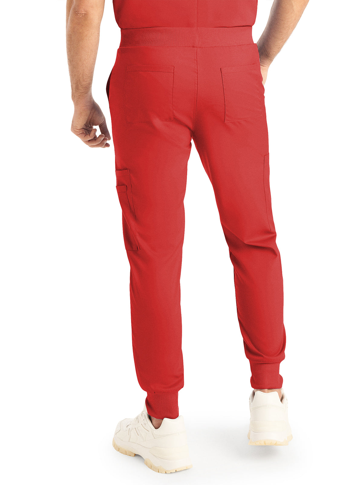 Men's 7-Pocket Mid-Rise Rib-Knit Elastic Waist Jogger Scrub Pant