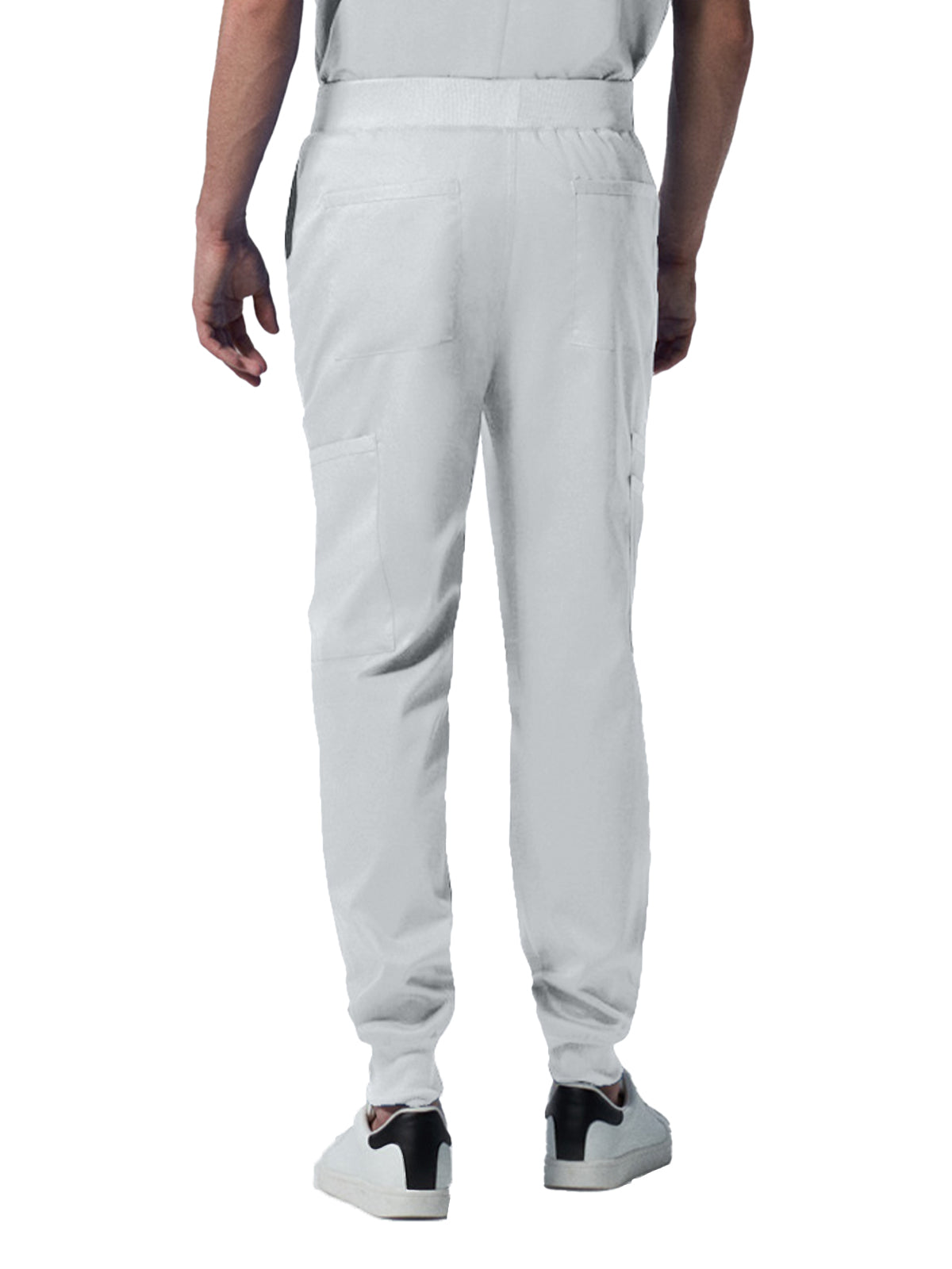 Men's 7-Pocket Mid-Rise Rib-Knit Elastic Waist Jogger Scrub Pant