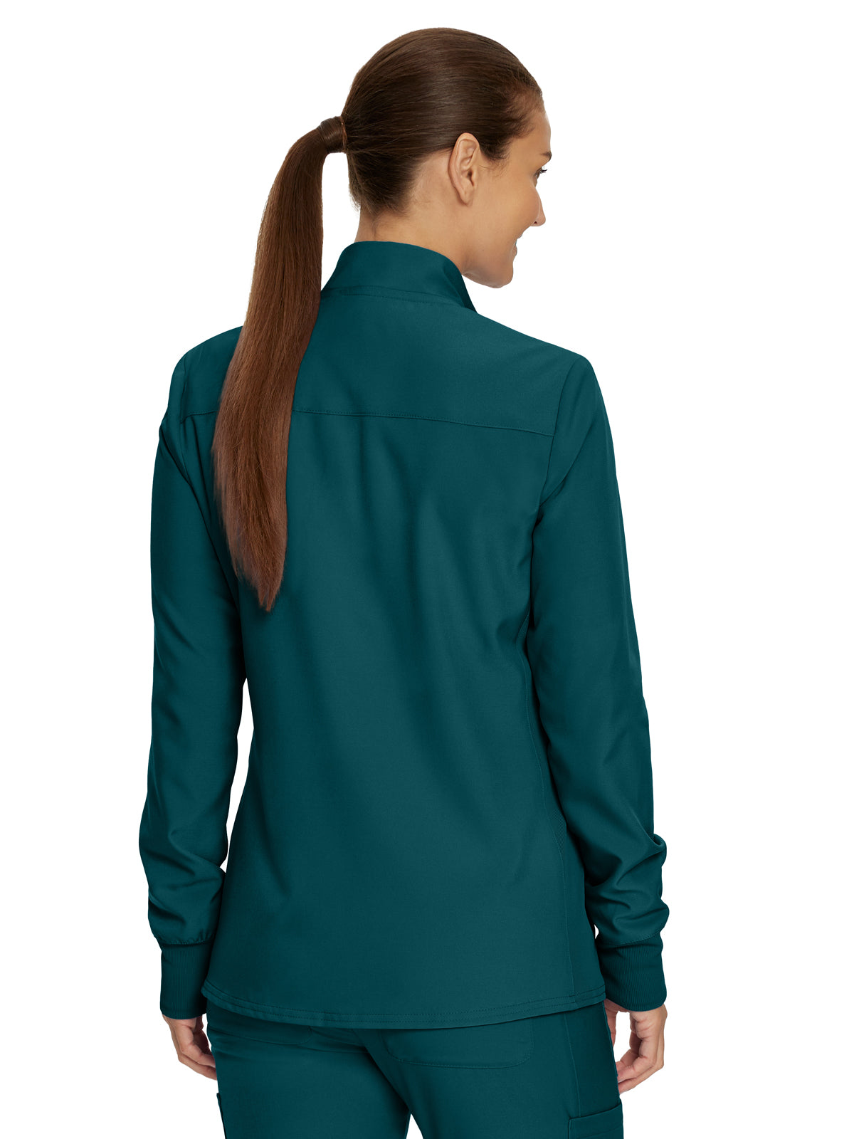 Women's 3-Pocket Mock-Neck Zip-Front Scrub Jacket