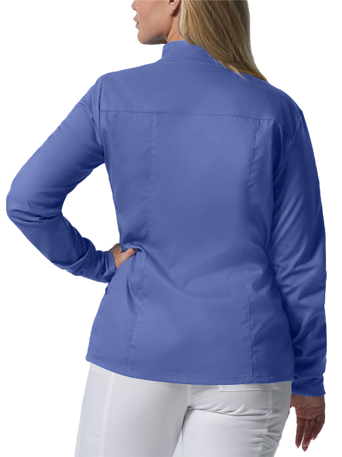 Women's 3-Pocket Mock Neck Zip-Front Scrub Jacket