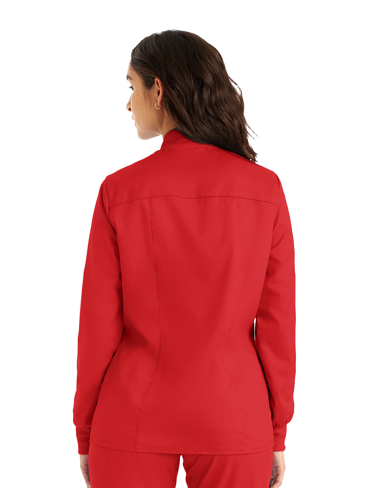 Women's 3-Pocket Mock Neck Zip-Front Scrub Jacket