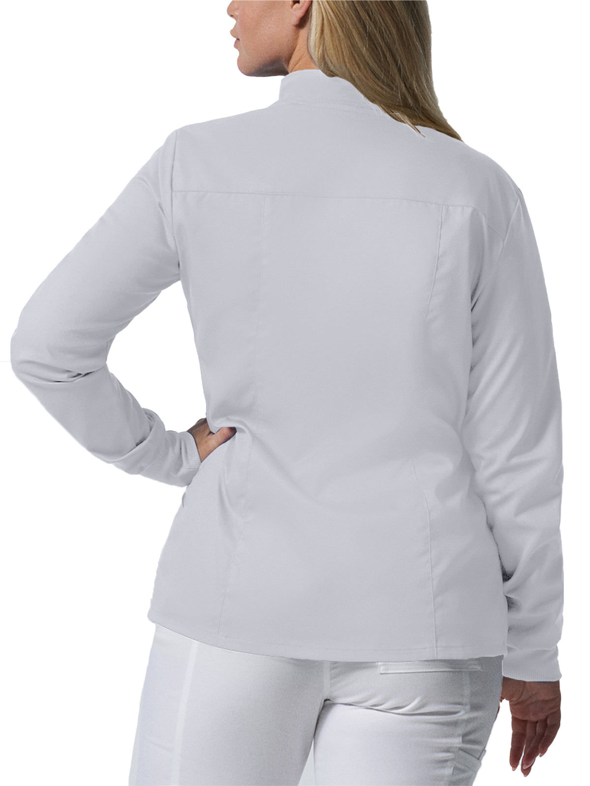 Women's 3-Pocket Mock Neck Zip-Front Scrub Jacket