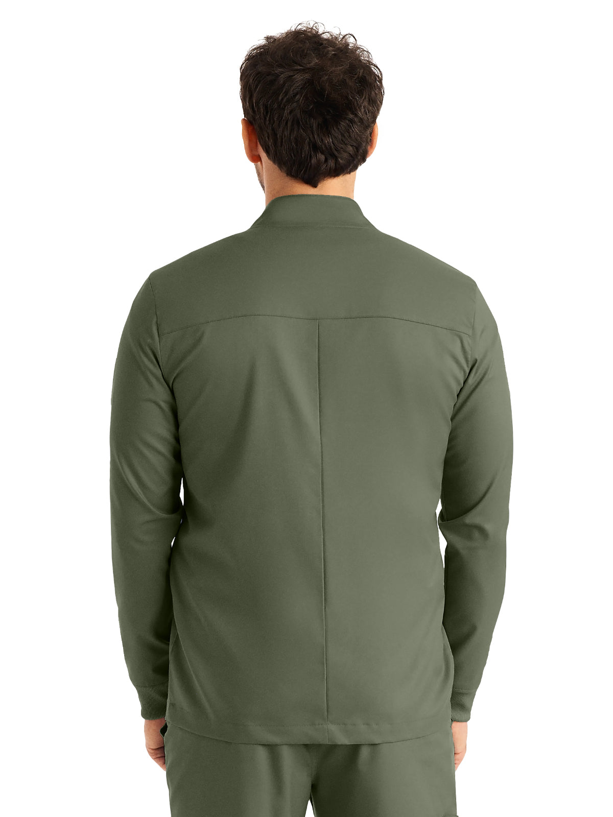 Men's 4-Pocket Mock Neck Zip-Front Scrub Jacket