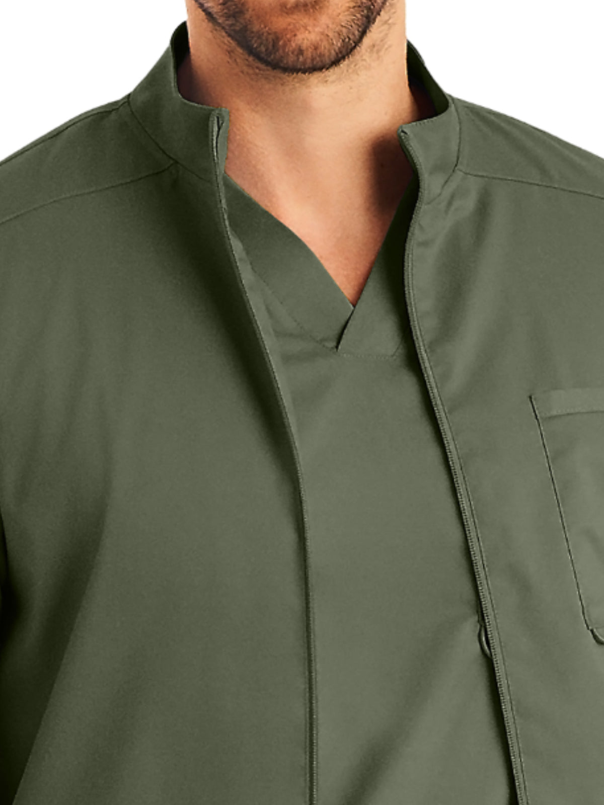 Men's 4-Pocket Mock Neck Zip-Front Scrub Jacket