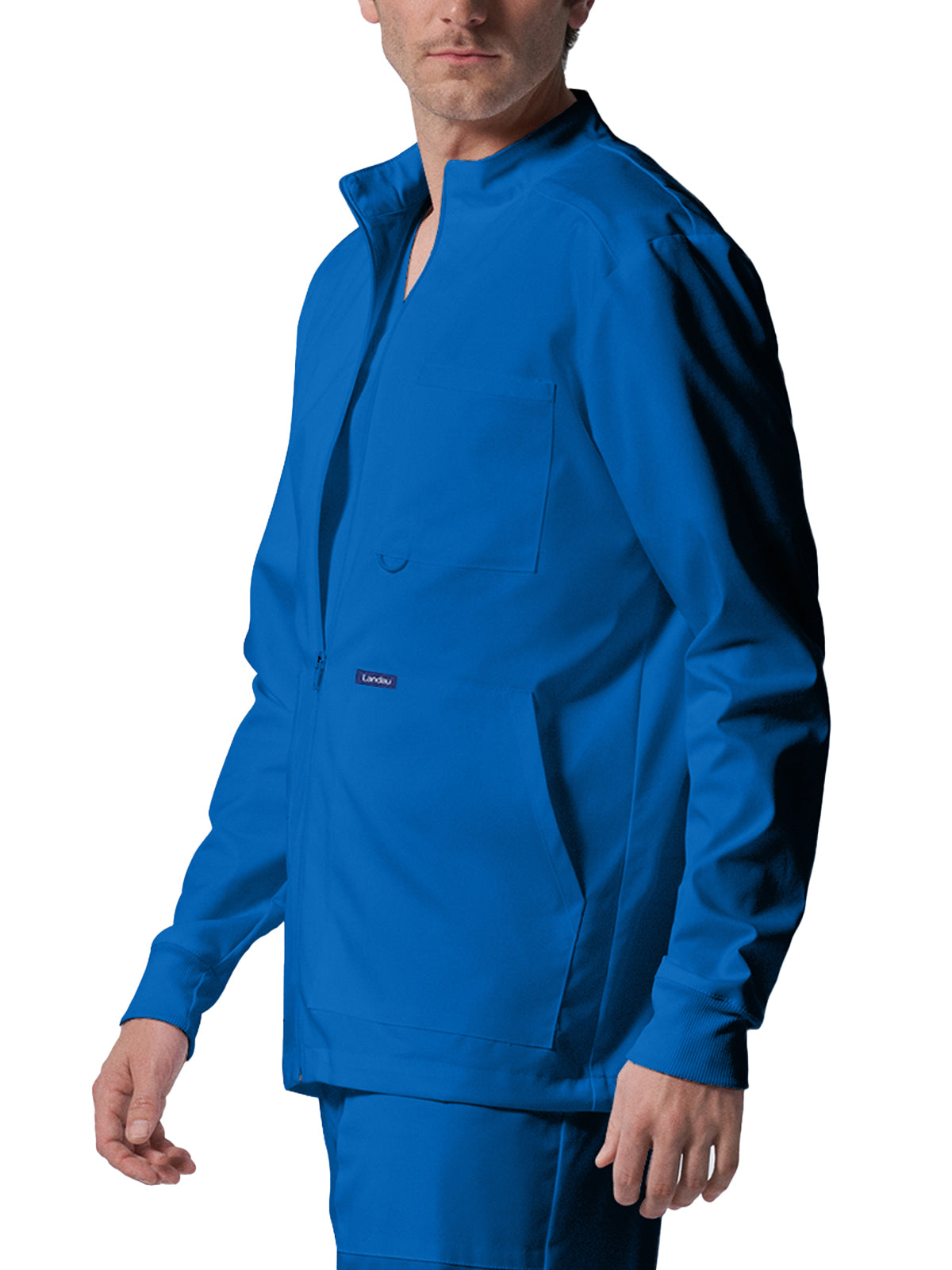 Men's 4-Pocket Mock Neck Zip-Front Scrub Jacket