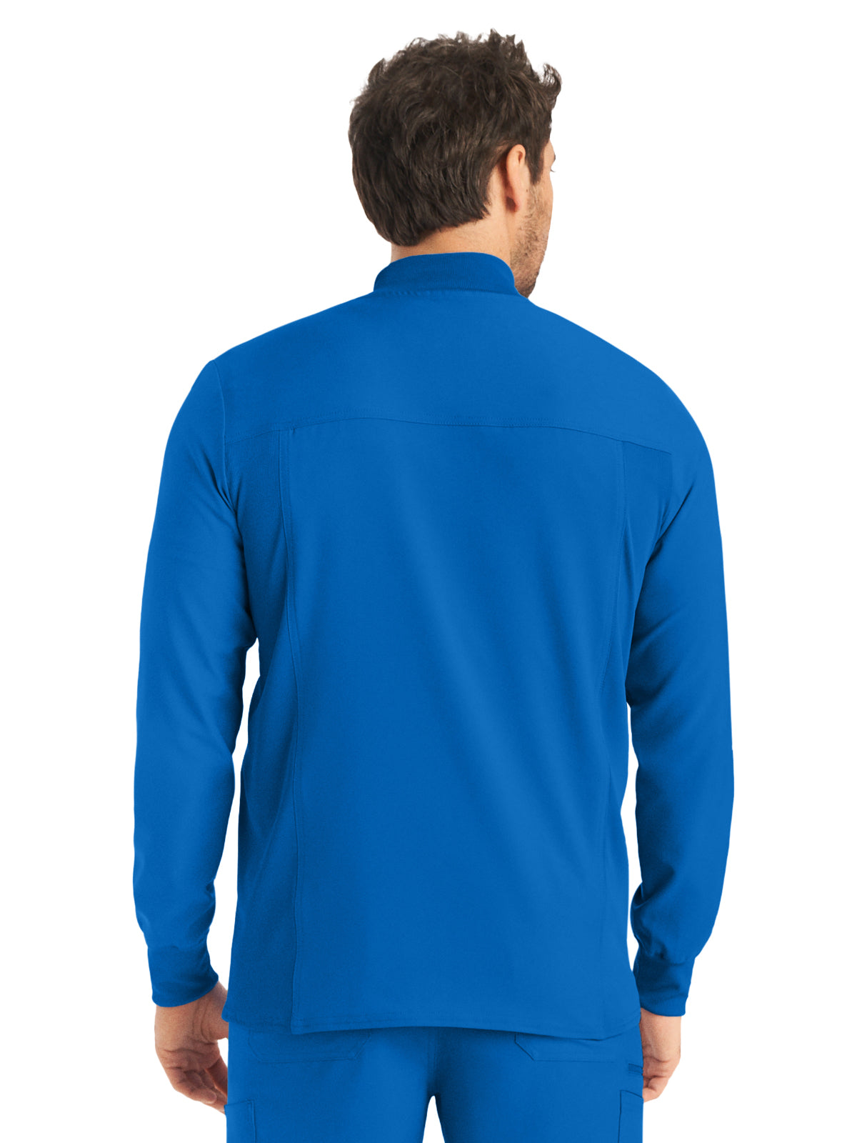 Men's 3-Pocket Mock-Neck Zip-Front Scrub Jacket