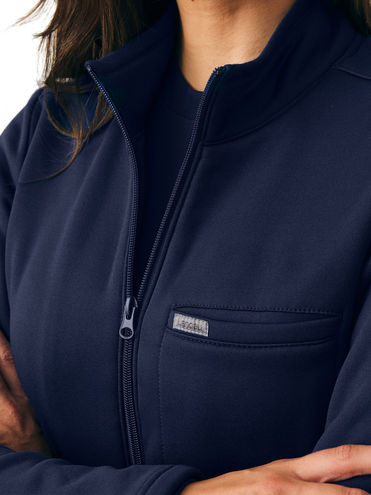 Women's Zip-Front Fleece Scrub Jacket