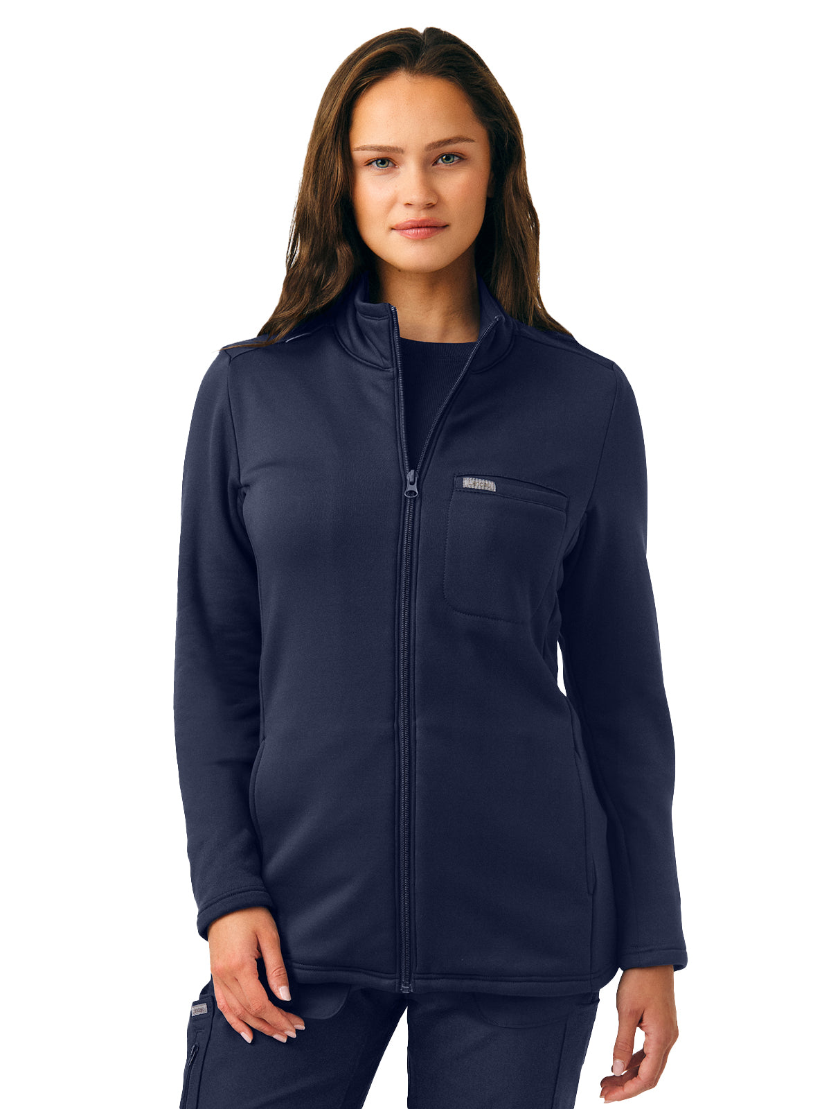 Women's Zip-Front Fleece Scrub Jacket