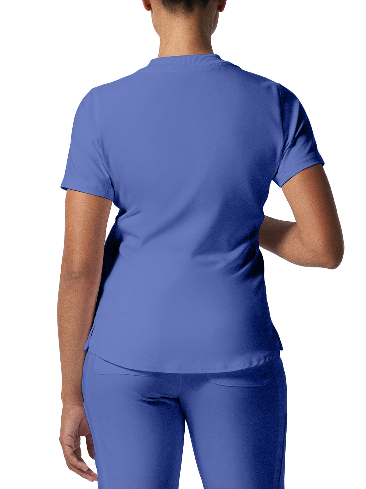 Women's 3-Pocket Rib-Knit Neckline V-Neck Scrub Top