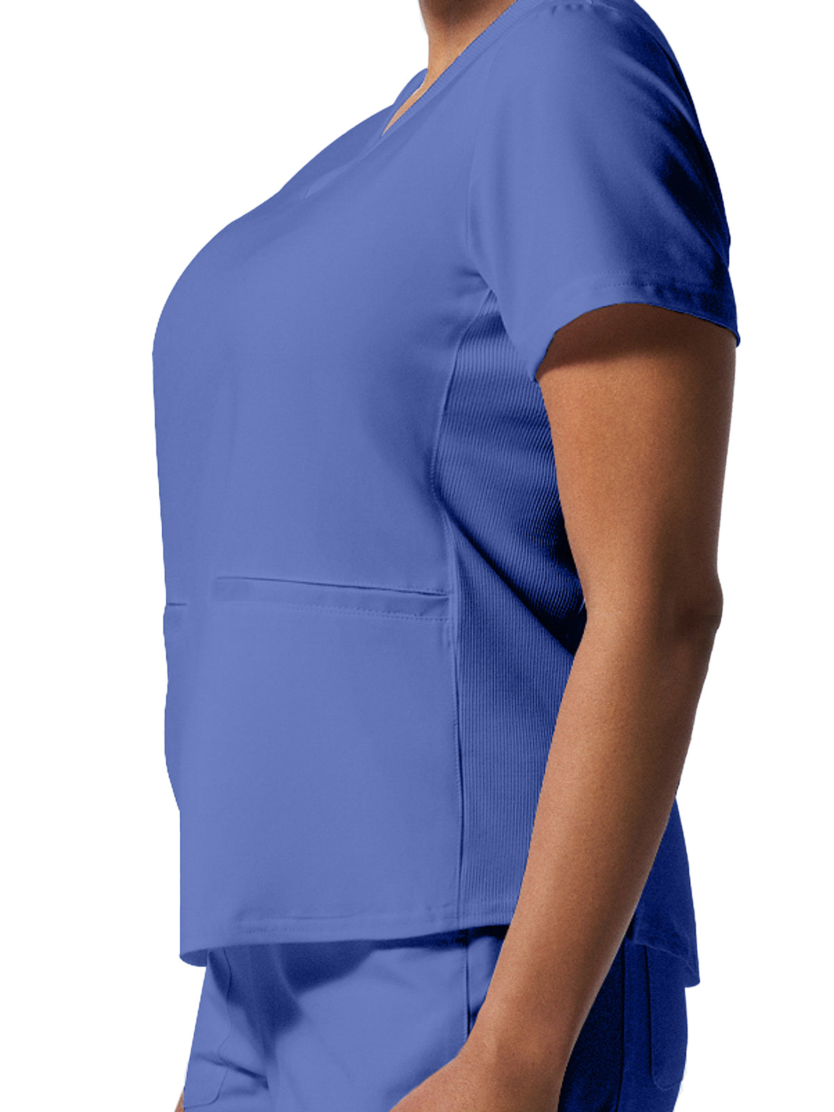 Women's 3-Pocket Rib-Knit Neckline V-Neck Scrub Top