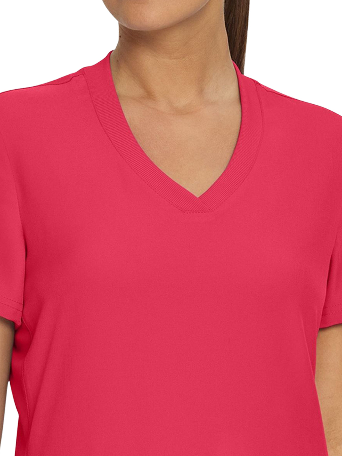 Women's 3-Pocket Rib-Knit Neckline V-Neck Scrub Top