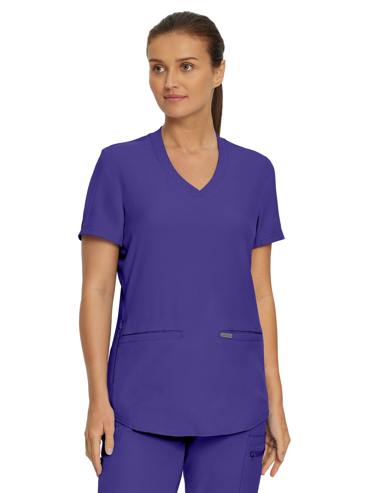 Women's 3-Pocket Rib-Knit Neckline V-Neck Scrub Top