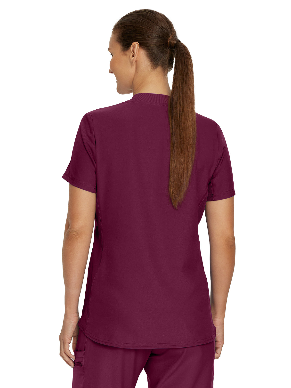 Women's 3-Pocket Rib-Knit Neckline V-Neck Scrub Top