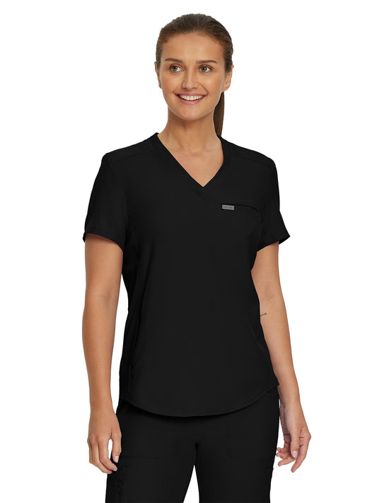 Women's 2-Pocket Shirttail Hemline V-Neck Scrub Top