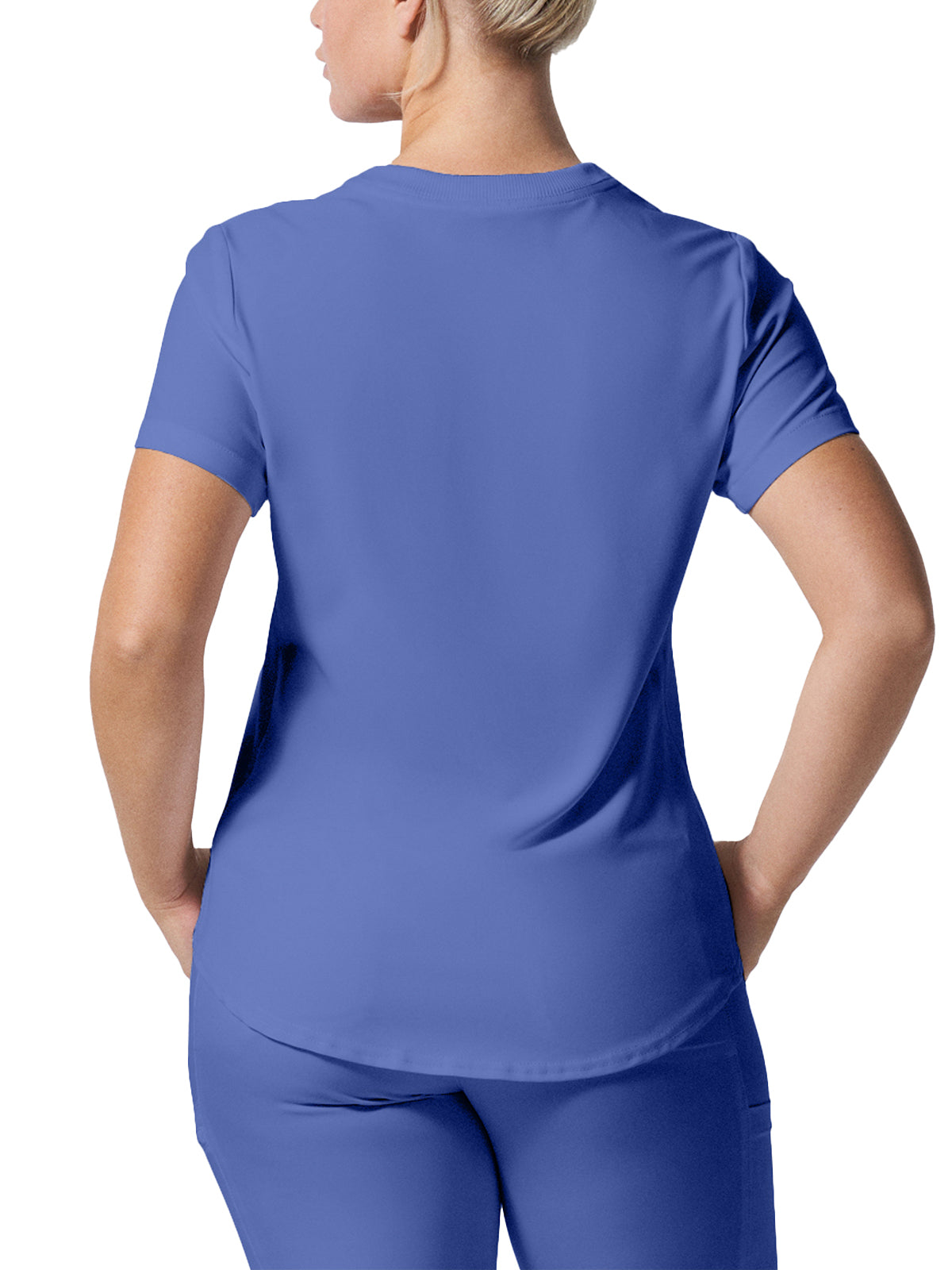 Women's 2-Pocket Shirttail Hemline V-Neck Scrub Top