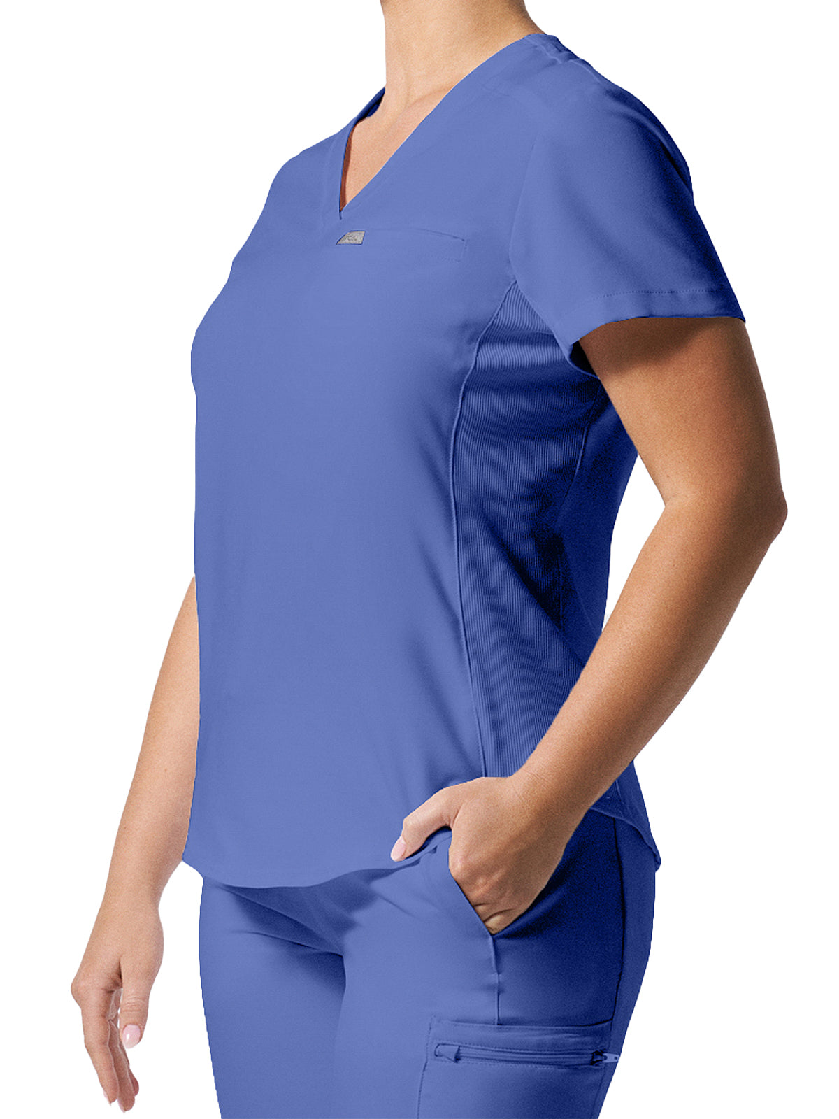 Women's 2-Pocket Shirttail Hemline V-Neck Scrub Top