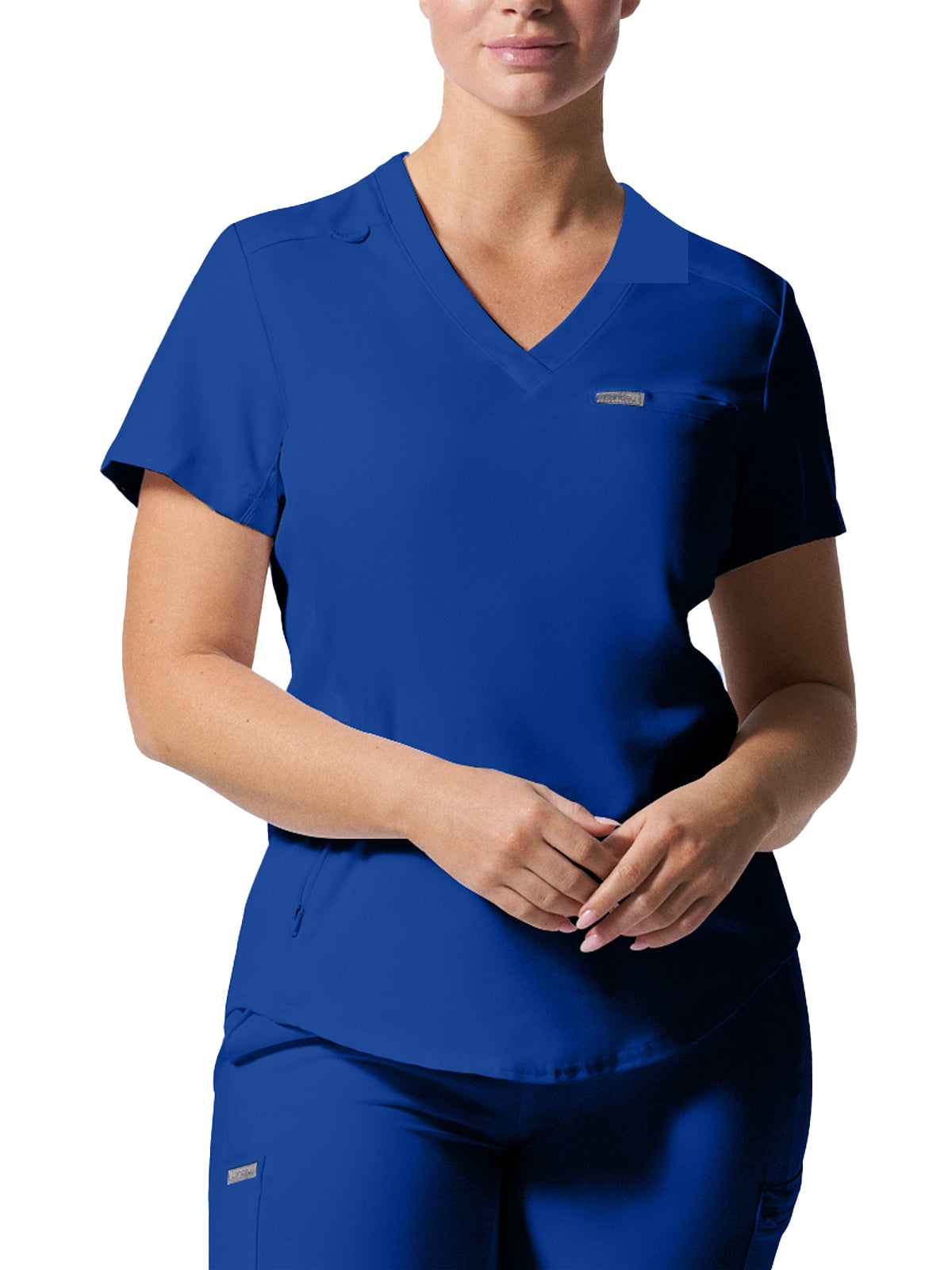 Women's 2-Pocket Shirttail Hemline V-Neck Scrub Top