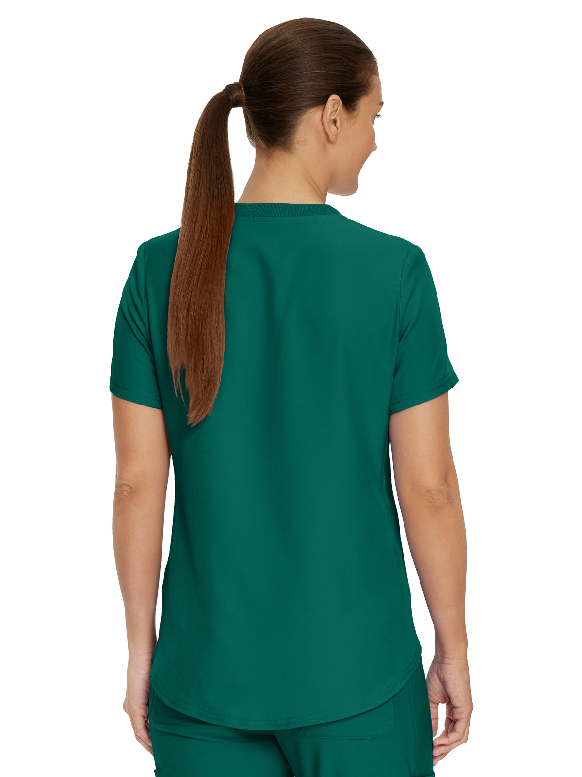 Women's 2-Pocket Shirttail Hemline V-Neck Scrub Top