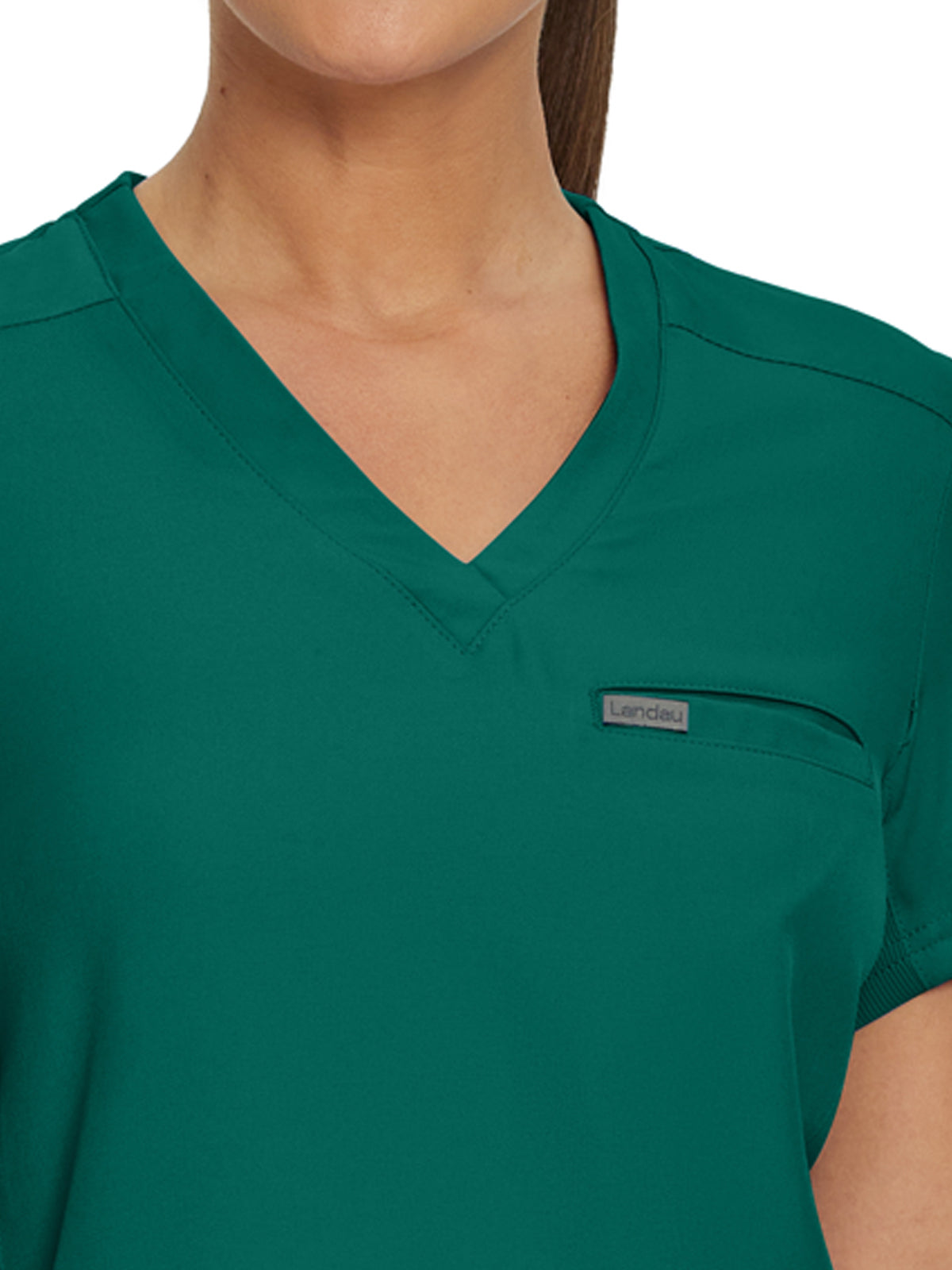 Women's 2-Pocket Shirttail Hemline V-Neck Scrub Top