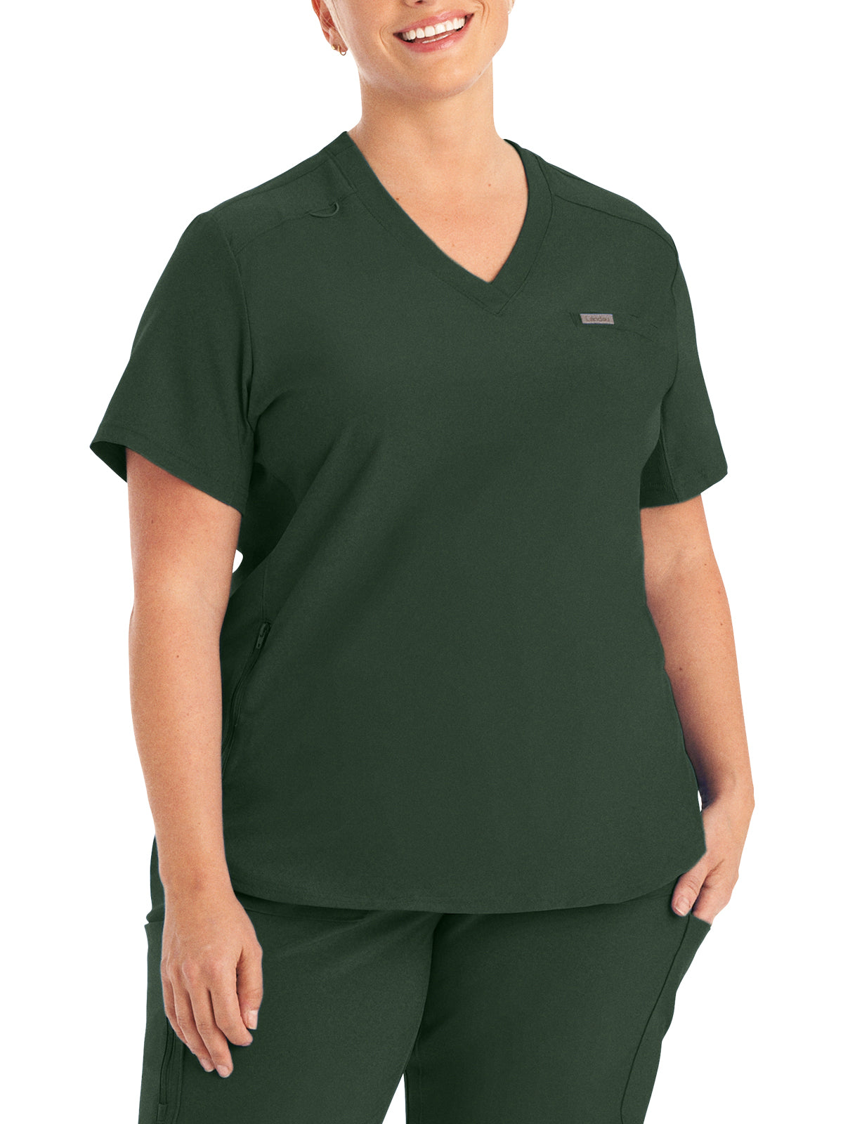 Women's 2-Pocket Shirttail Hemline V-Neck Scrub Top