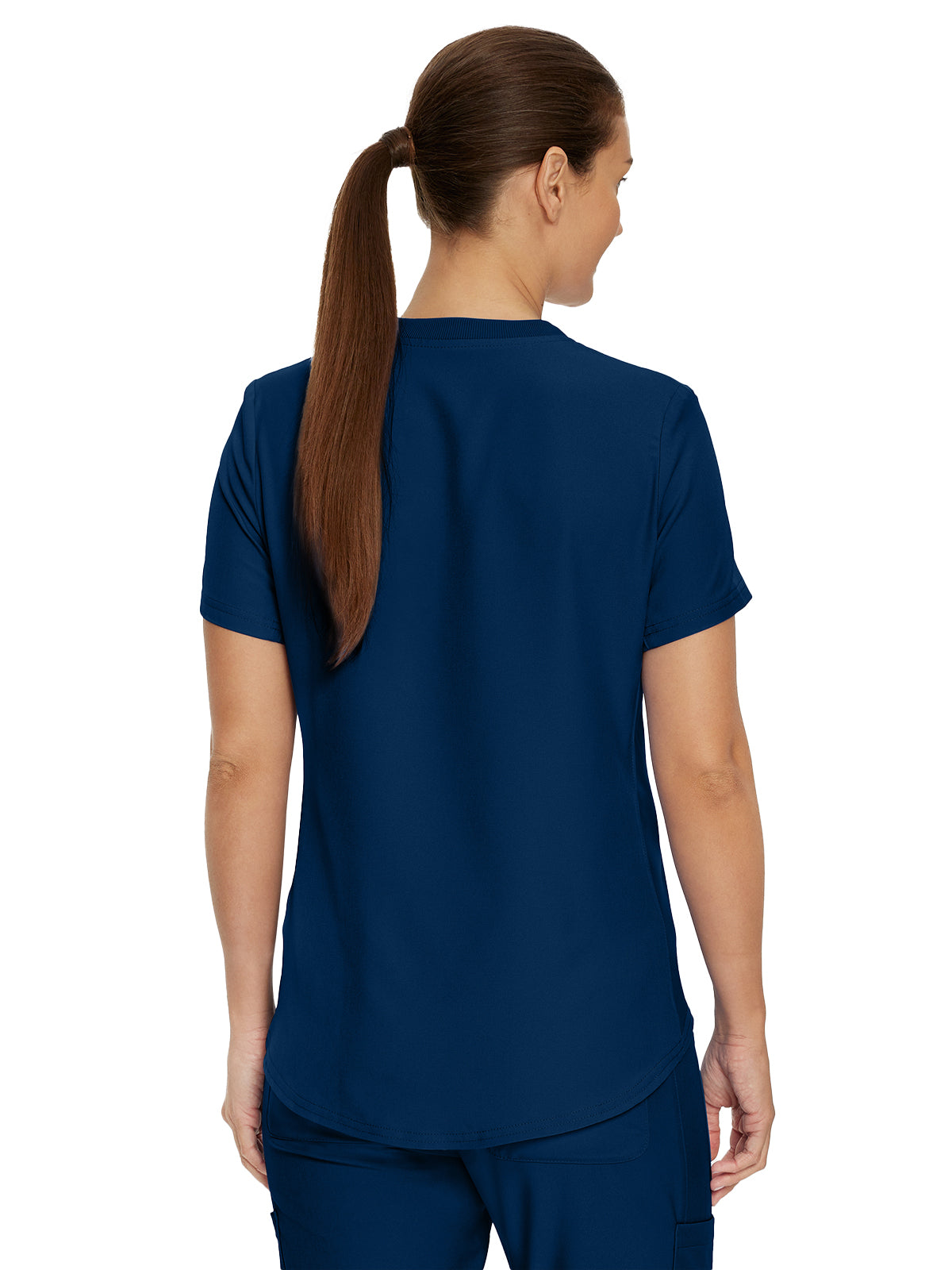 Women's 2-Pocket Shirttail Hemline V-Neck Scrub Top