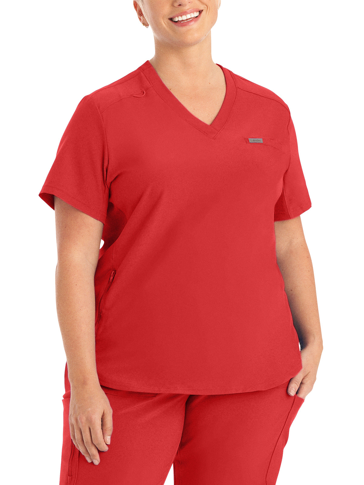 Women's 2-Pocket Shirttail Hemline V-Neck Scrub Top