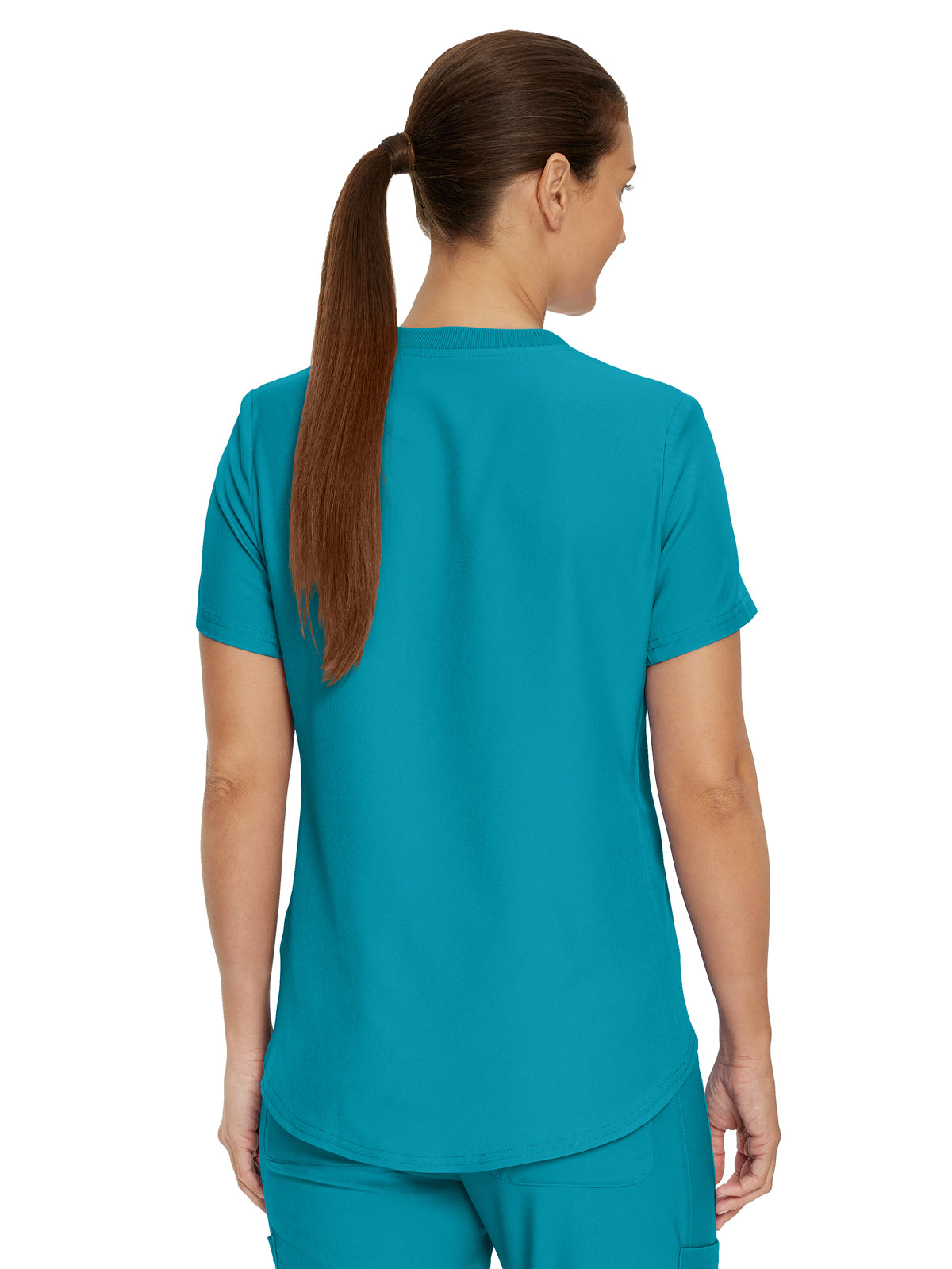 Women's 2-Pocket Shirttail Hemline V-Neck Scrub Top