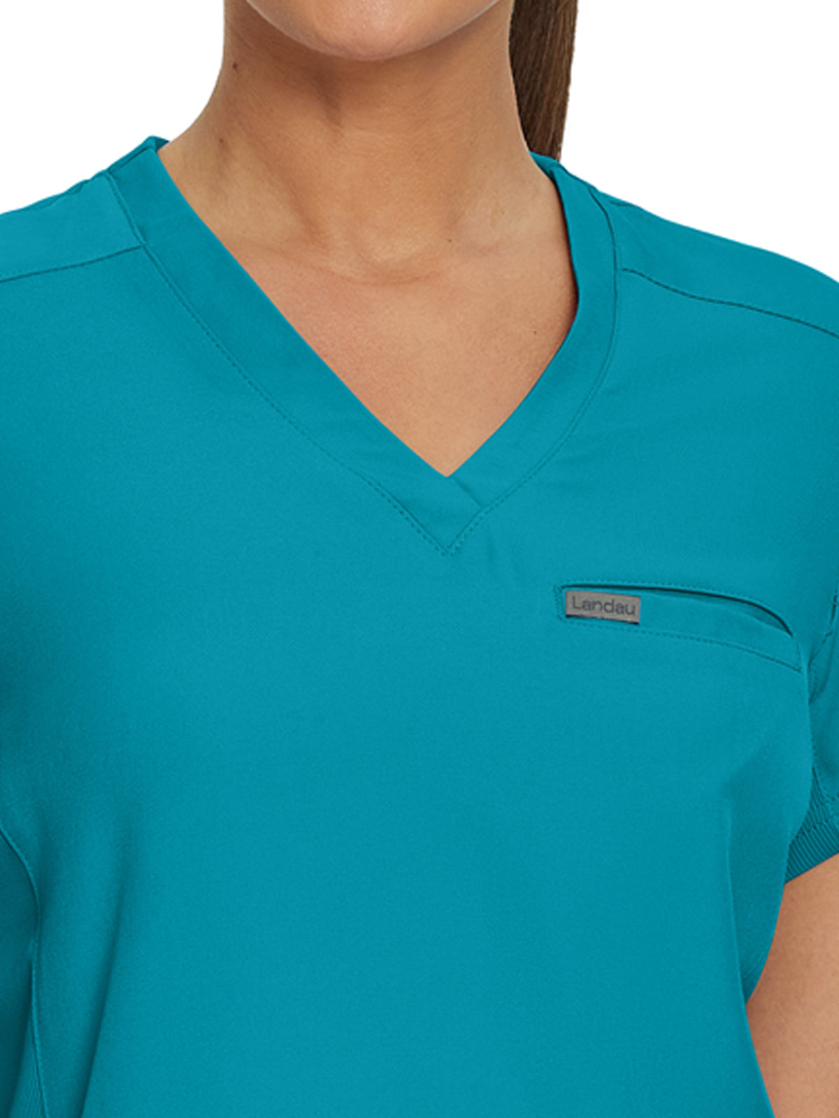 Women's 2-Pocket Shirttail Hemline V-Neck Scrub Top