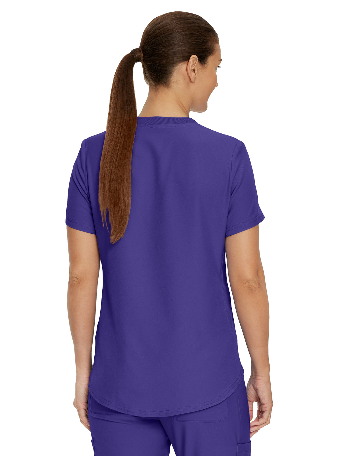 Women's 2-Pocket Shirttail Hemline V-Neck Scrub Top