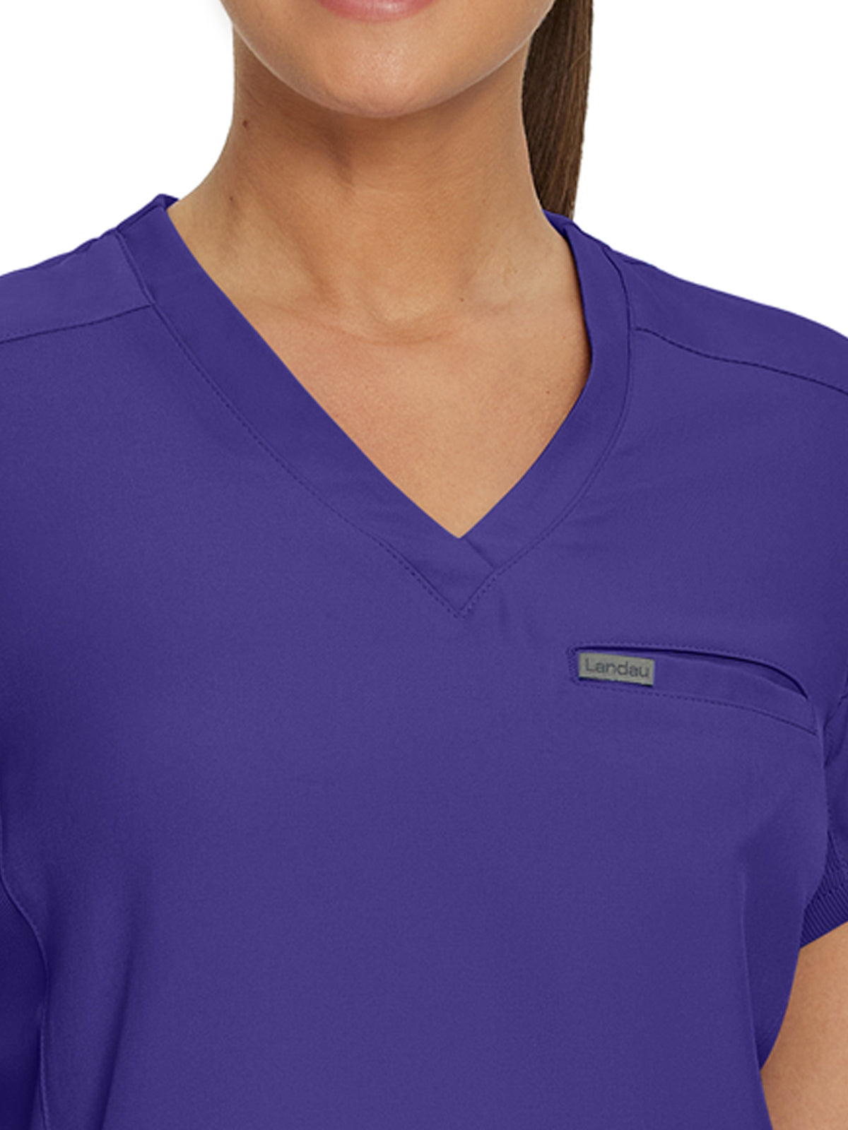 Women's 2-Pocket Shirttail Hemline V-Neck Scrub Top