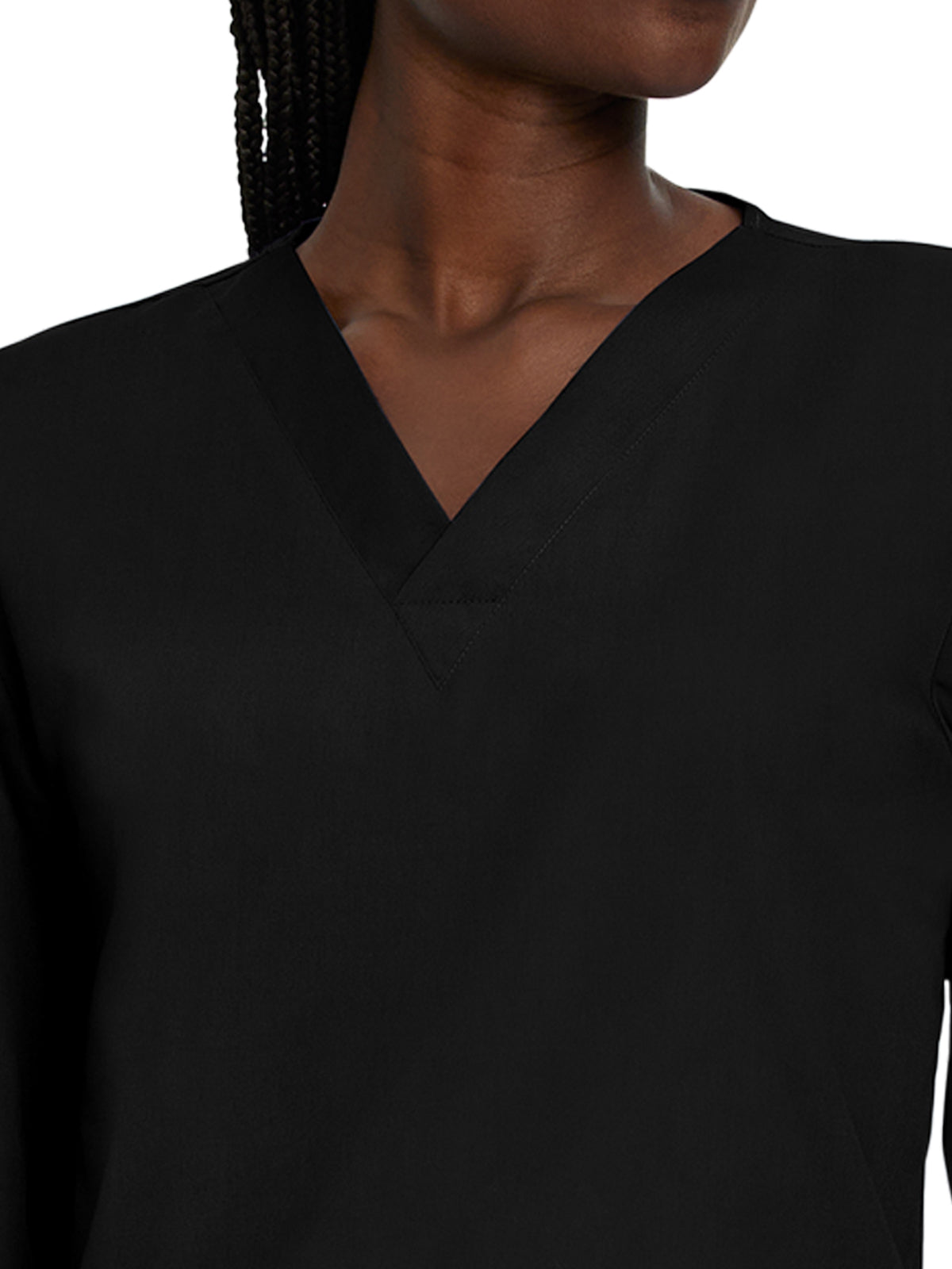 Unisex No-Pocket Crossover V-Neck Long-Sleeve Scrub Top