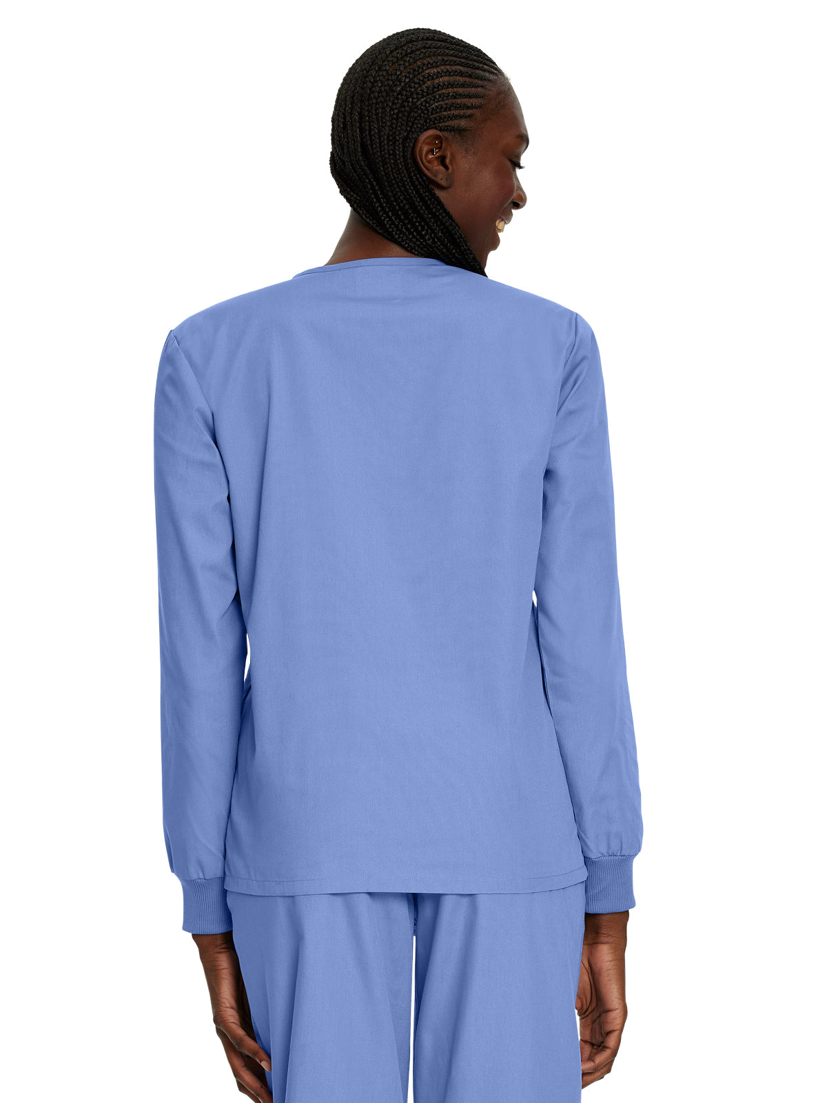 Unisex No-Pocket Crossover V-Neck Long-Sleeve Scrub Top