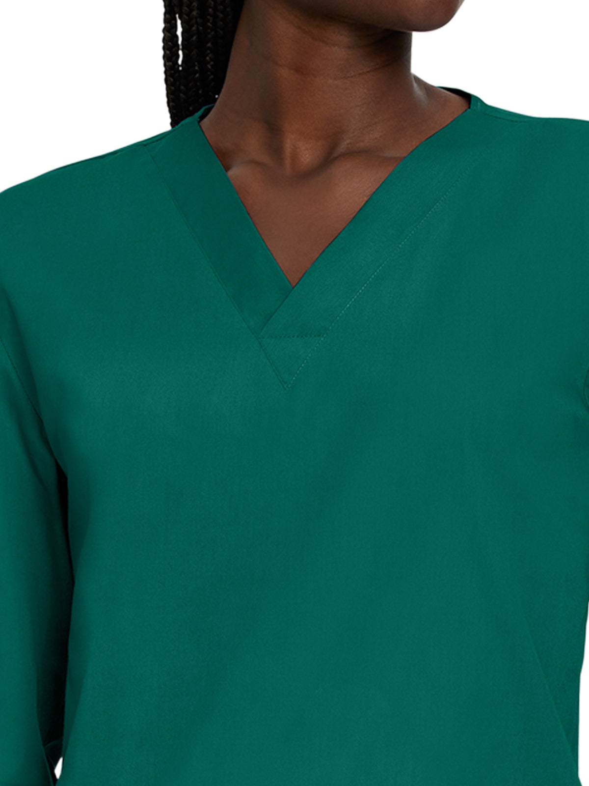 Unisex No-Pocket Crossover V-Neck Long-Sleeve Scrub Top