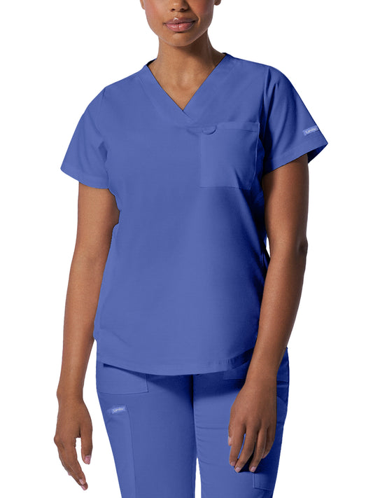 Women's 2-Pocket Back Princess Seamed V-Neck Scrub Top