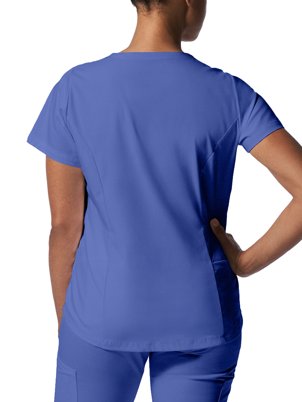 Women's 2-Pocket Back Princess Seamed V-Neck Scrub Top