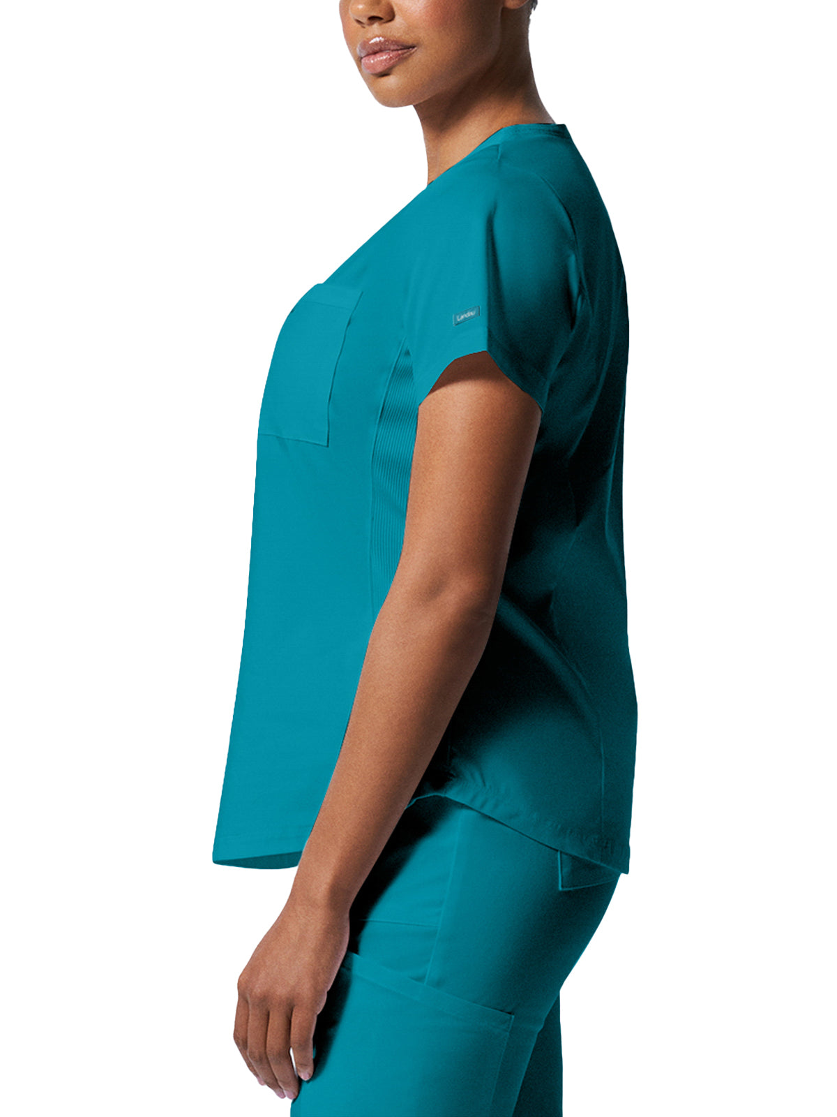 Women's 2-Pocket Back Princess Seamed V-Neck Scrub Top