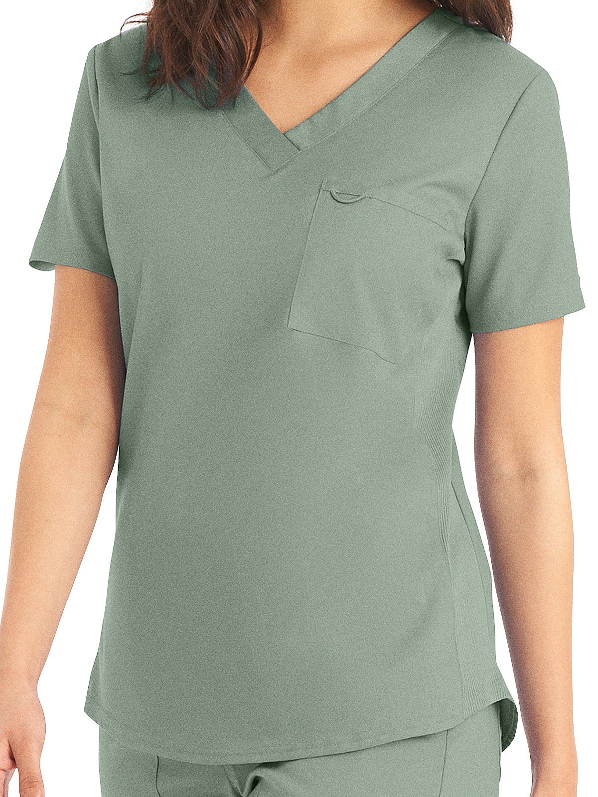 Women's 2-Pocket Back Princess Seamed V-Neck Scrub Top