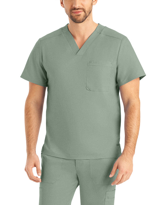 Men's 2-Pocket Tuckable V-Neck Scrub Top