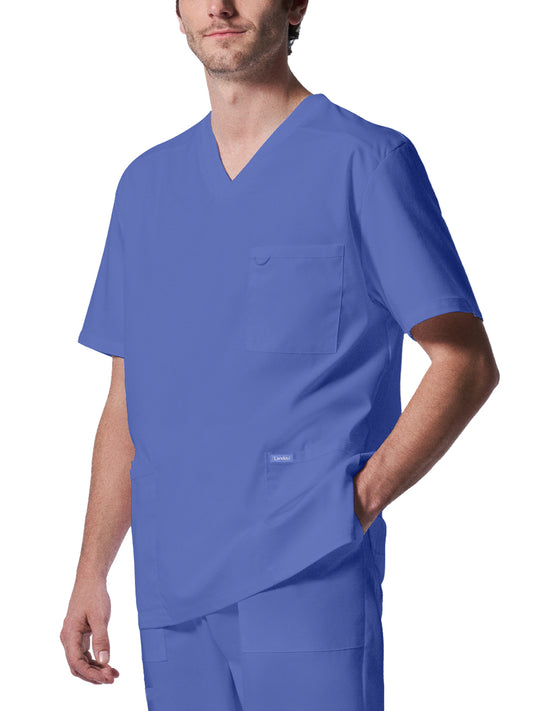 Men's 4-Pocket Back Yoke V-Neck Scrub Top