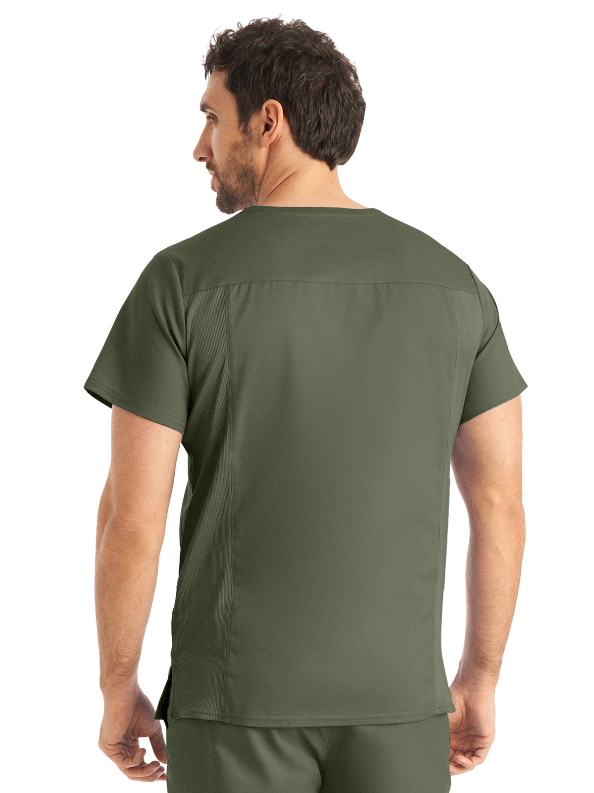 Men's 4-Pocket Back Yoke V-Neck Scrub Top