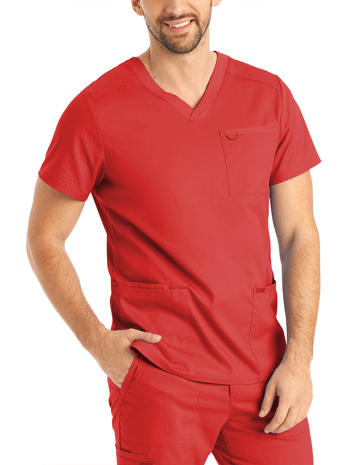 Men's 4-Pocket Back Yoke V-Neck Scrub Top