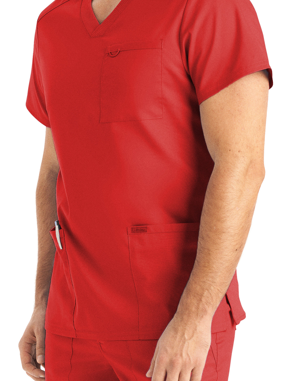 Men's 4-Pocket Back Yoke V-Neck Scrub Top