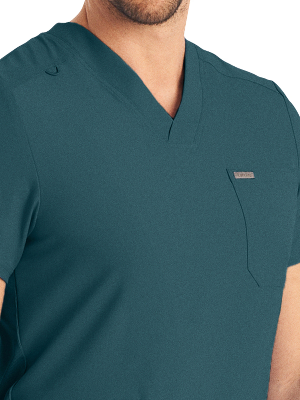 Men's 4-Pocket Back Yoke V-Neck Scrub Top