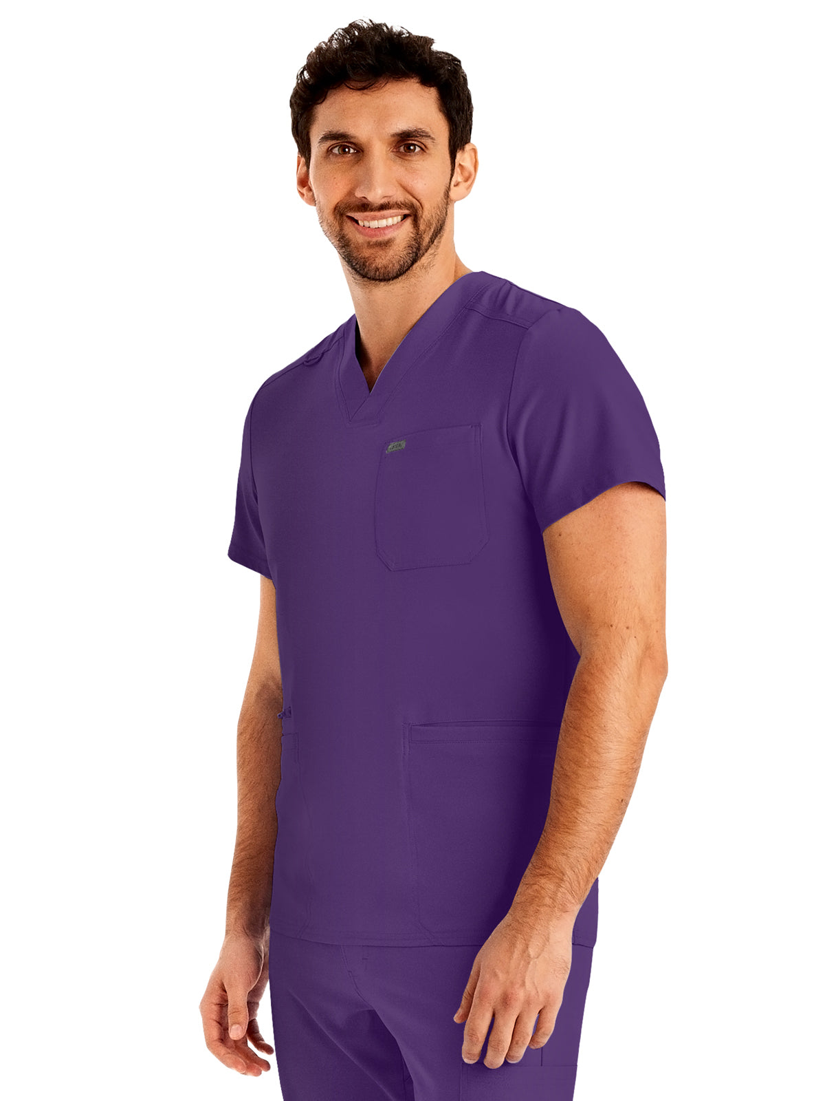 Men's 4-Pocket Back Yoke V-Neck Scrub Top