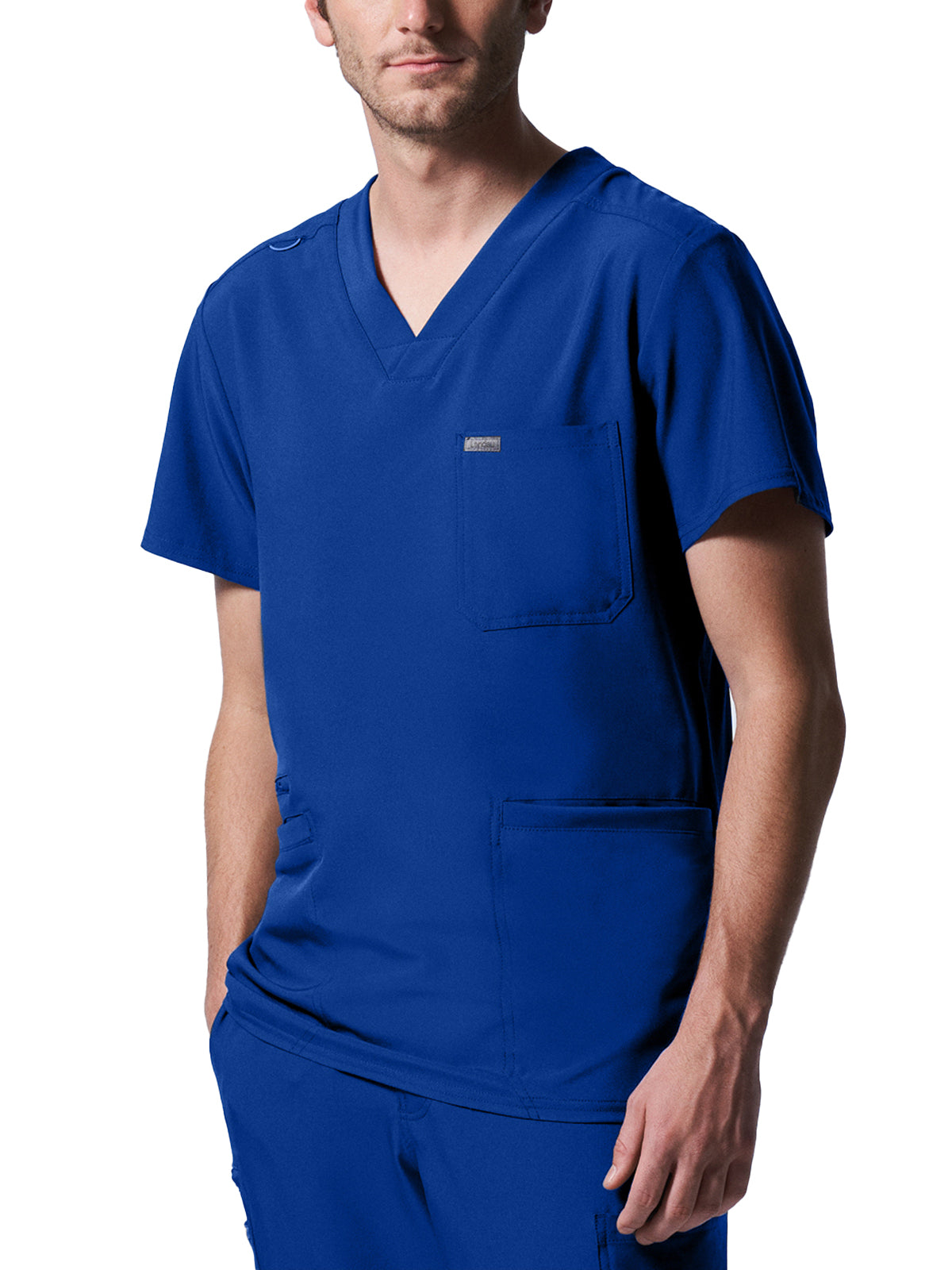 Men's 4-Pocket Back Yoke V-Neck Scrub Top