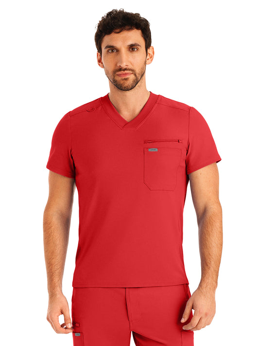 Men's 2-Pocket Tuckable V-Neck Scrub Top