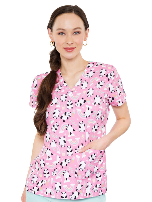 Women's 2-Pocket V-Neck Print Scrub Top