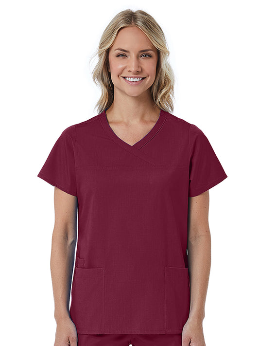 Women's Three-Pocket Curved Mock Wrap Top